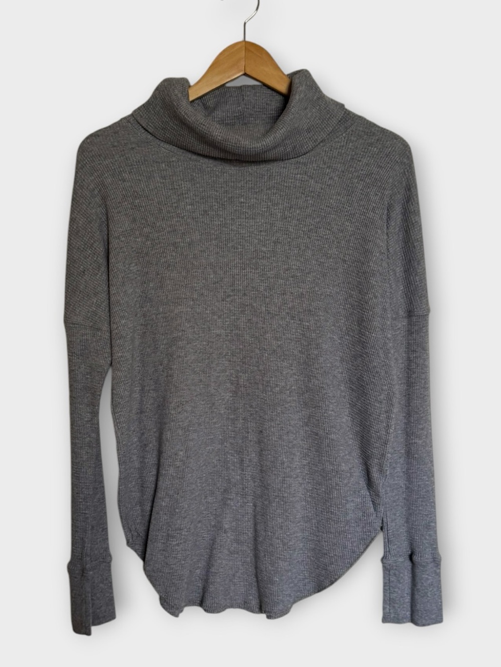 The Group Babaton Gray Waffle Knit Funnel Neck Sweater Tunic M Minimalist Cozy